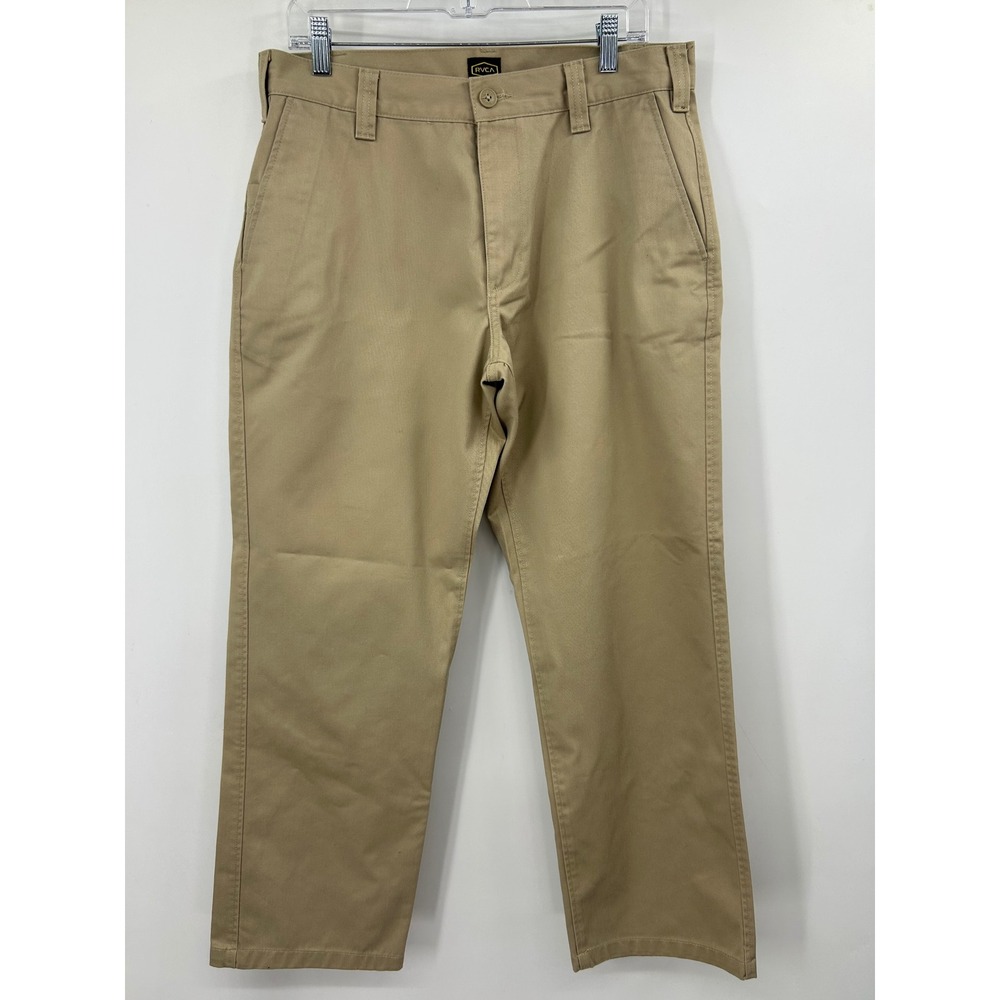 RVCA Weekend Chino Pants Mens 34 Tan Khaki Straight Leg Skateboard Trousers